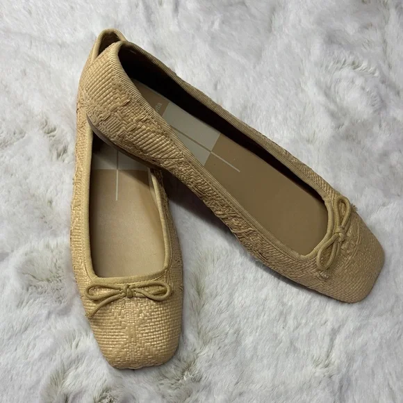 Dolce Vita Woven Raffia Ballet Flats in Tan - Picture 1 of 4